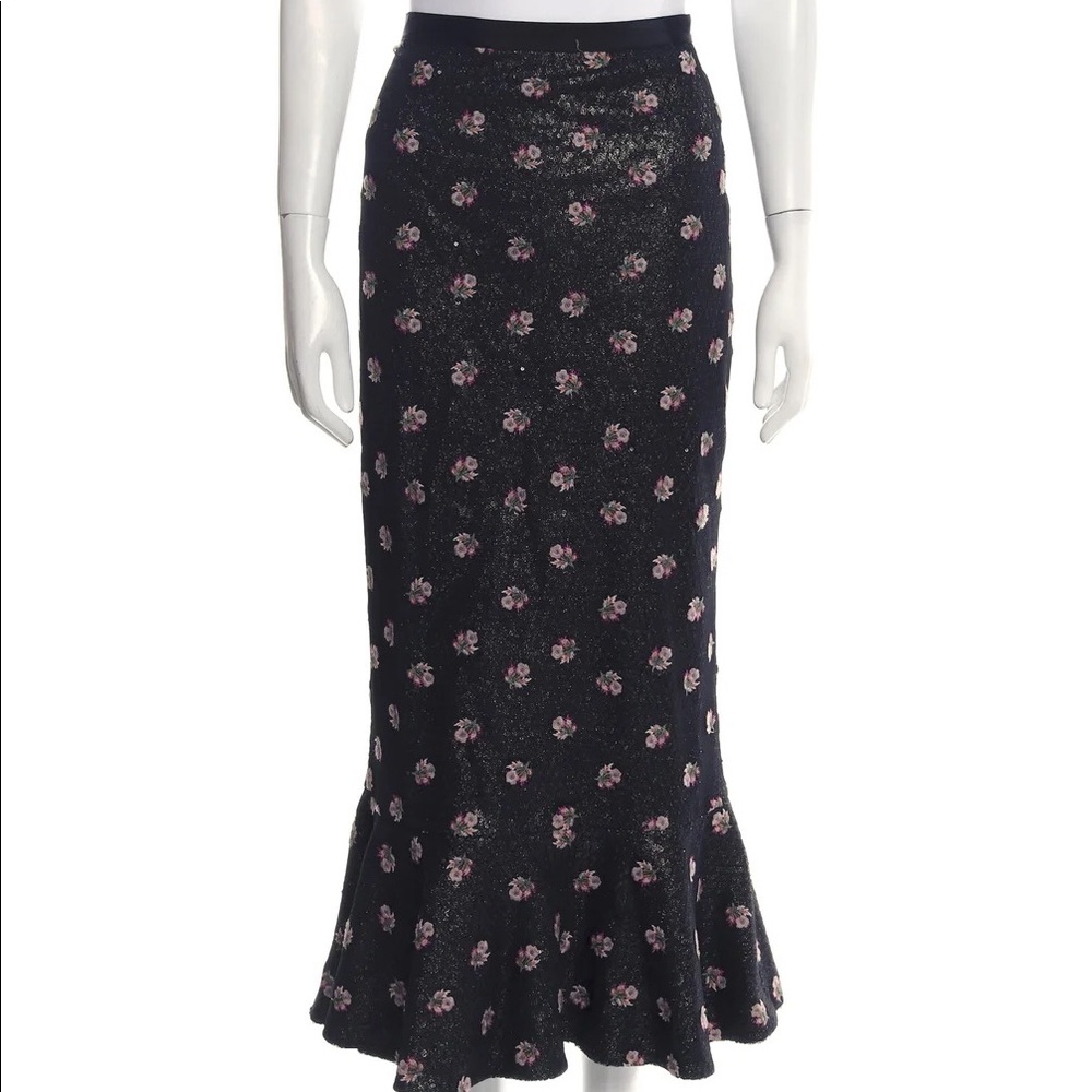 Saloni sequined chiffon embroidered maxi skirt